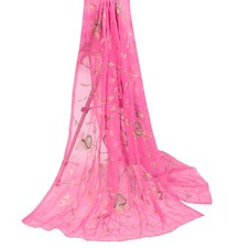 Sushila Vintage Pink Dupatta Art Georgette Zari Sequins Embellish Long Stole