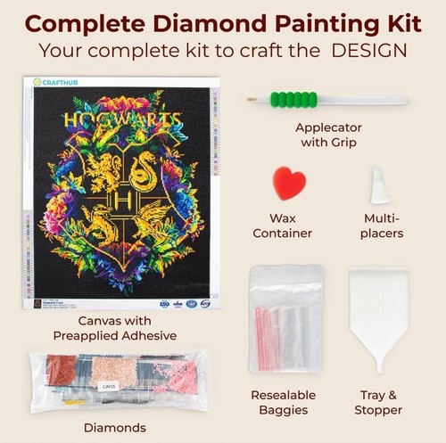 Diamond Painting Art Kit Harry Potter Hogwarts Crest Symbol New - Picture 2 of 5