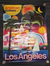 ORIGINAL 1970 American Airlines Los Angeles Travel Poster Paul Degen 30x40