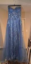 Size 12 Beautiul Blue One Strap Ball  Gown Dress By Cindrella Divine.