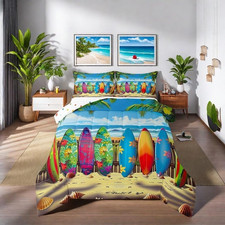 Surf Comforter Set - Colorful Beach Bedding for Kids Adults