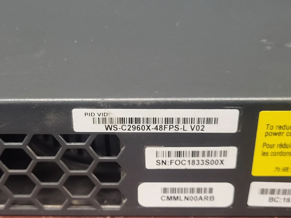 Cisco WS-C2960X-48FPS-L v06 52 Port PoE+ Ethernet Network Switch #73 - Image 2 of 4