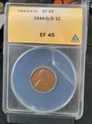 1944 D/D Lincoln Wheat Cent   EF45  ANACS  - (WRPM-004)
