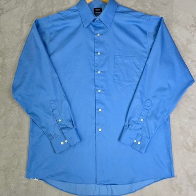 Arrow Mens Blue Long Sleeve Classic Fit No Iron Dress Shirt 16.5 34/35