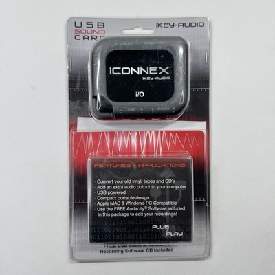 Rare Nos Iconnex I Key Audio USB Sound Card Plug & Play Sealed w/Software CD