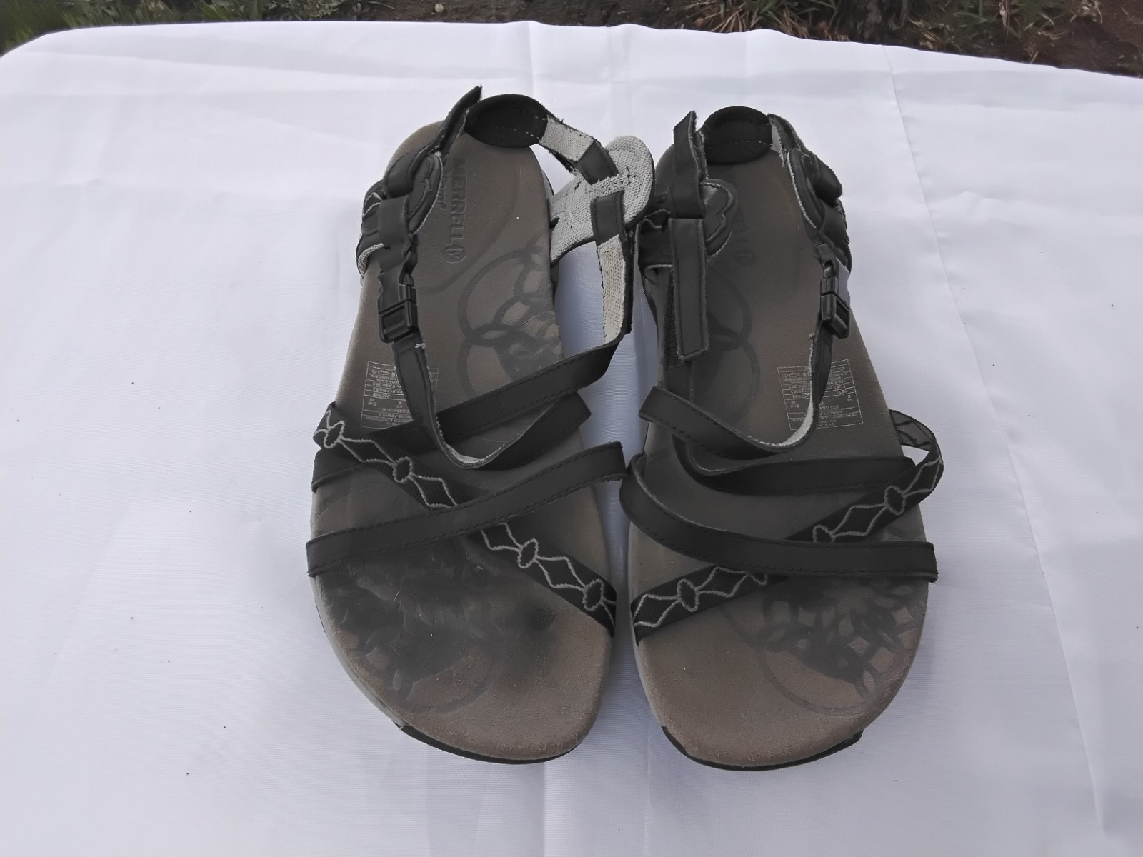 Sandali da trekking Merrell donna forma Q cuscino d'aria nero grigio con cinturino taglia 8