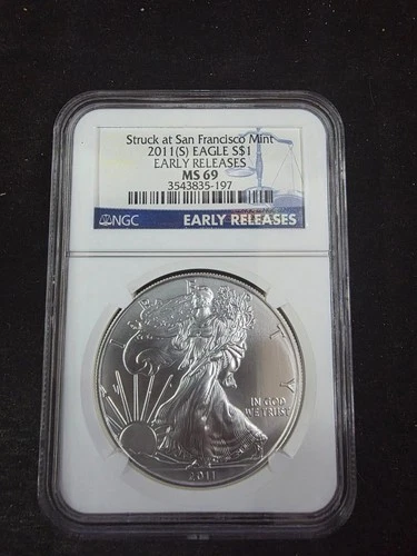 2011 S MS 69 Eagle Silver Dollar $1 Struck At San Francisco Mint Early Releases