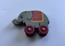Vintage Elephant Push Toy Wood Painted
