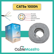 CAT5e 1000FT Ethernet UTP Cable Network 24AWG RJ45 Solid CCA Easy Pull Box