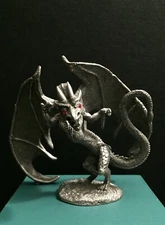 Rawcliffe Pewter Metal Nachtlufte Winged Dragon Horns Jewel Gems Figurine AD&D