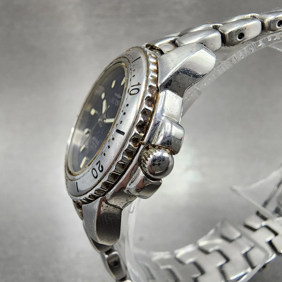 Reloj de buceo Sector ADV 5500 para mujer 29 mm esfera azul acero fecha redondo batería nueva Foto 3 de 4