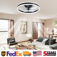 20 inch APP Remote Control Ceiling Fan Light Flush Mount Dimmable LED 6 Speed UL