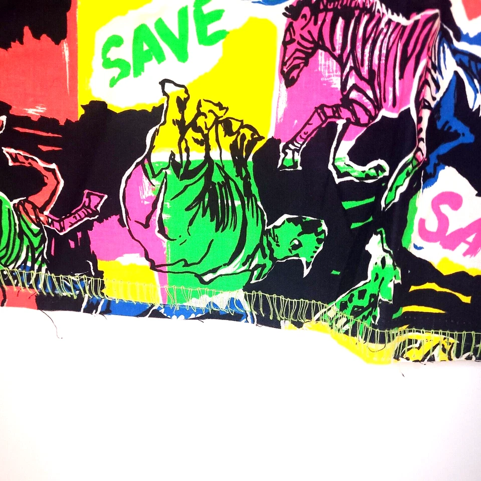 Cranston Print Works 'Save The Planet / World' 7/8 yard Neon Animal cotton USA - Image 4 of 4