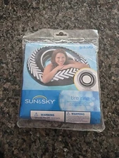 Sun & Sky 35 in / 89 cm Inflatable Tire Swim Ring Tube Wheel Red/ Black 4+ New