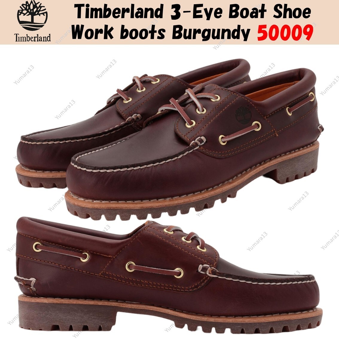 Timberland 3-Eye Boat Shoe Work boots Burgundy 50009 Men's