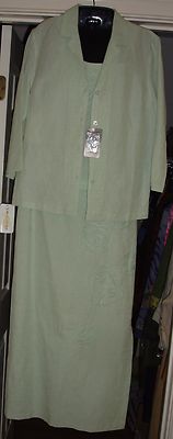 NEW APRIORI ESCADA GROUP LINEN 3PC SUIT DRESS JACKET SHELL SKIRT SIZE6 PRACTICAL