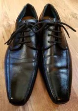Cedarwood State Men's Leather Derby Shoes Size 8 Black Square Toes Lace Ups