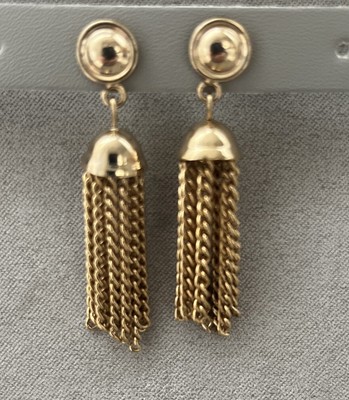 Vintage  Gold Tone Multi Chain Tassel Earrings