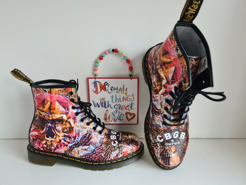 1460 cbgb printed leather lace up boots