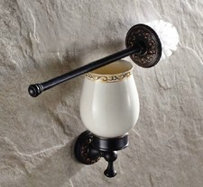Black Oil Rubbed Brass Bathroom Wall Mounted Toilet Brush Holder Set eba477