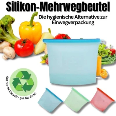 Lebensmittelbeutel Silikon Gefrierbeutel ✅ Beutel Frischhaltebeutel Aufbewahrung - Bild 1 von 4