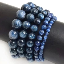 Grade AAA Natural Gemstone Blue Kyanite Bracelet Stretch Balance 7.5" Customize