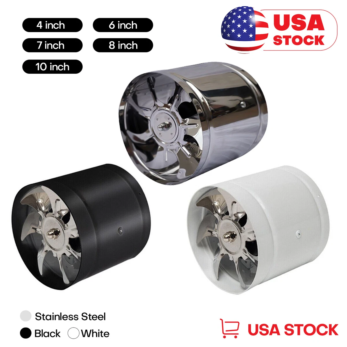 6/7/8/10 Inch Booster Fan Inline Duct Vent Blower Exhaust Ducting Cooling  Vent | eBay