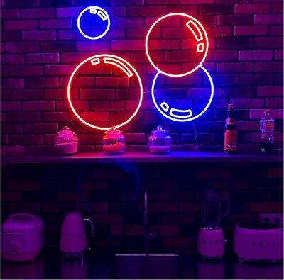 Bubbles Vivid LED Neon Sign Lamp Light Flex Acrylic Display Decor Cute Bright