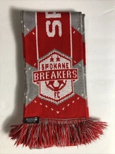 Ruffneck Spokane Breakers Soccer Red Gray White Scarf 100% 58x7 Inch 