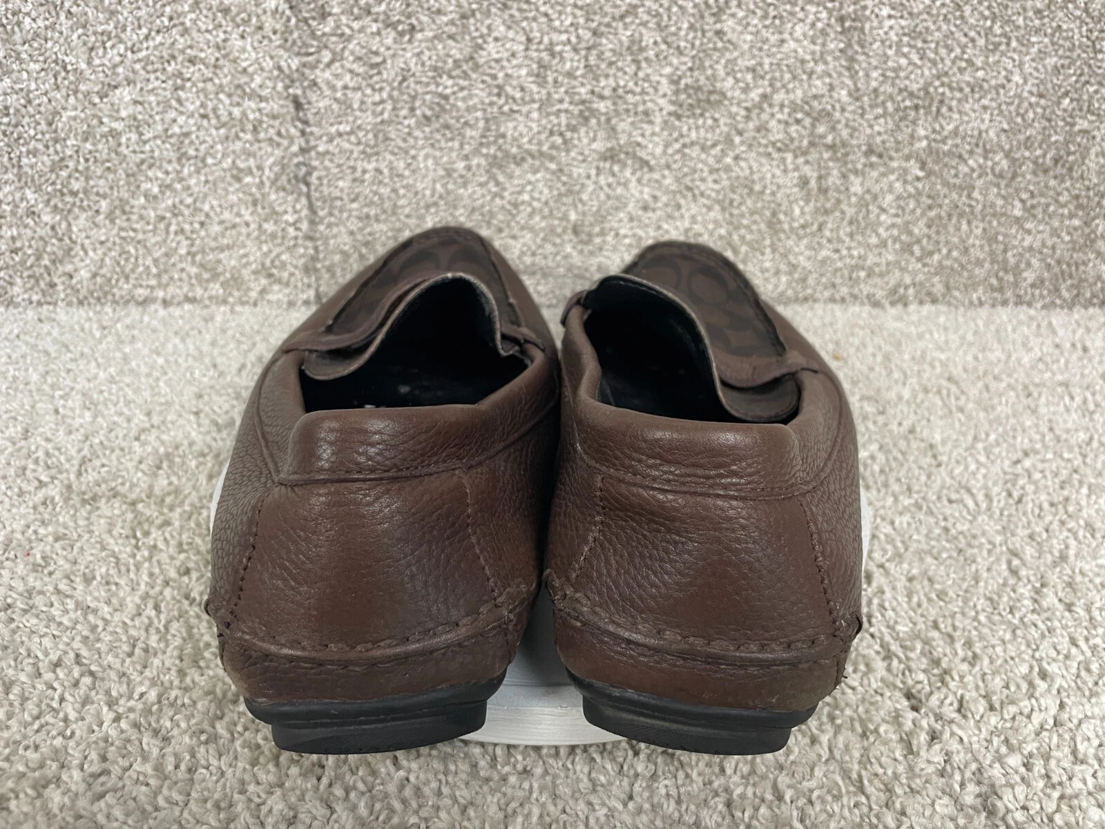 Scarpe eleganti Coach uomo 11.5D FG1105 logo firma punta tonda slip on marrone