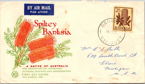 Australia FDC 1960 - Spikey Banksia - Bendigo, VIC - F31059