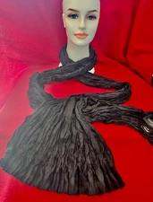 NWT 6.8' Long LAYERS BY LIZDEN Shimmery CRINKLE 1990's SCARF Charcoal Black