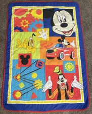 DISNEY Mickey Mouse Baby Quilt Crib Blanket 42 X 57 Reversible Comforter Goofy
