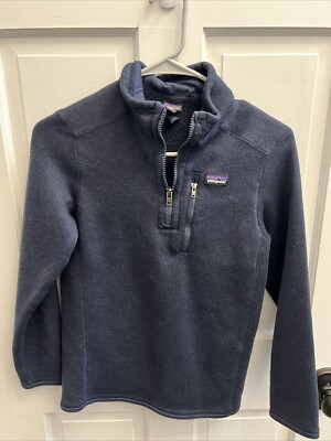 Patagonia Better Sweater Boys Large Navy Blue 1/4 Zip Fleece Pullover Mock