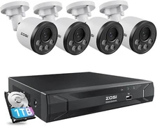 ZOSI 4MP 8CH PoE Security Camera System with 1TB HDD Human Detect Night Vision