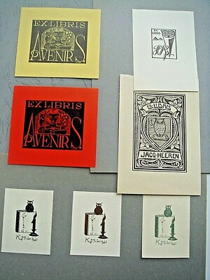 ex-libris exlibris bookplate Owl  var art etc lot 6