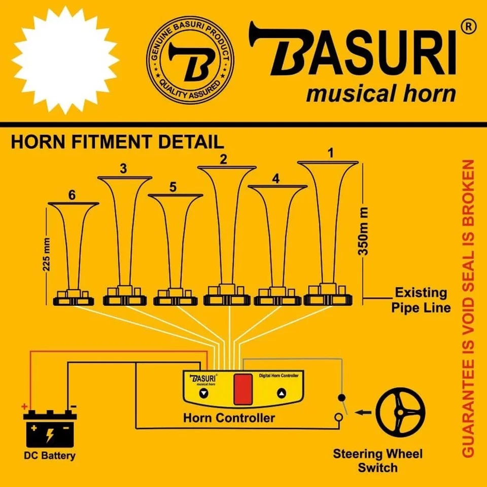  6 TUBOS BOCINA DE AIRE BASURI EDICIÓN INDIA 12V 24V 130 dB 24 MELODÍAS CAMIÓN CAMIÓN AUTOBÚS Foto 4 de 4