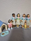 Lot six (6) Fisher Price Dolls + Dog House w/Dish. '93 F-P Inc. Vintage Preowned