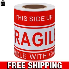 Professional 4x6" Fragile Stickers - 100 This Side Up Labels for Shipping