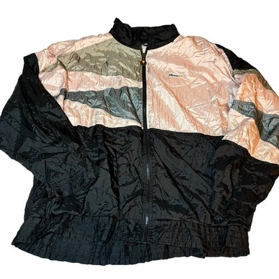 Ellesse Vintage Windbreaker Jacket Size 8 Pink Gray Black Blue
