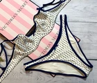 PINK by Frankies BUTTERCUP Victorias Secret Blue and White Polka Dot Bikini Set