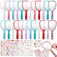24 Pcs Handheld Mirror DIY Decorate Your Own Mermaid Princess Mirror for Prin...
