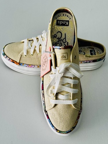 Tenis para mujer KEDS X Rifle Paper Co TRPL KICK MULE NATRL beige con adornos florales 8,5 - Imagen 3 de 12