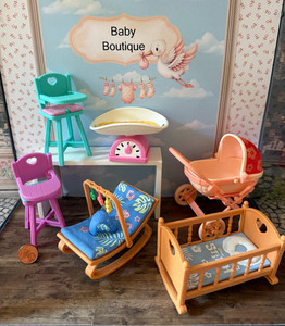 My Mini Baby (Zuru) Zubehör: Hochstuhl, Kinderwagen, Pool, Bett, Waage etc.