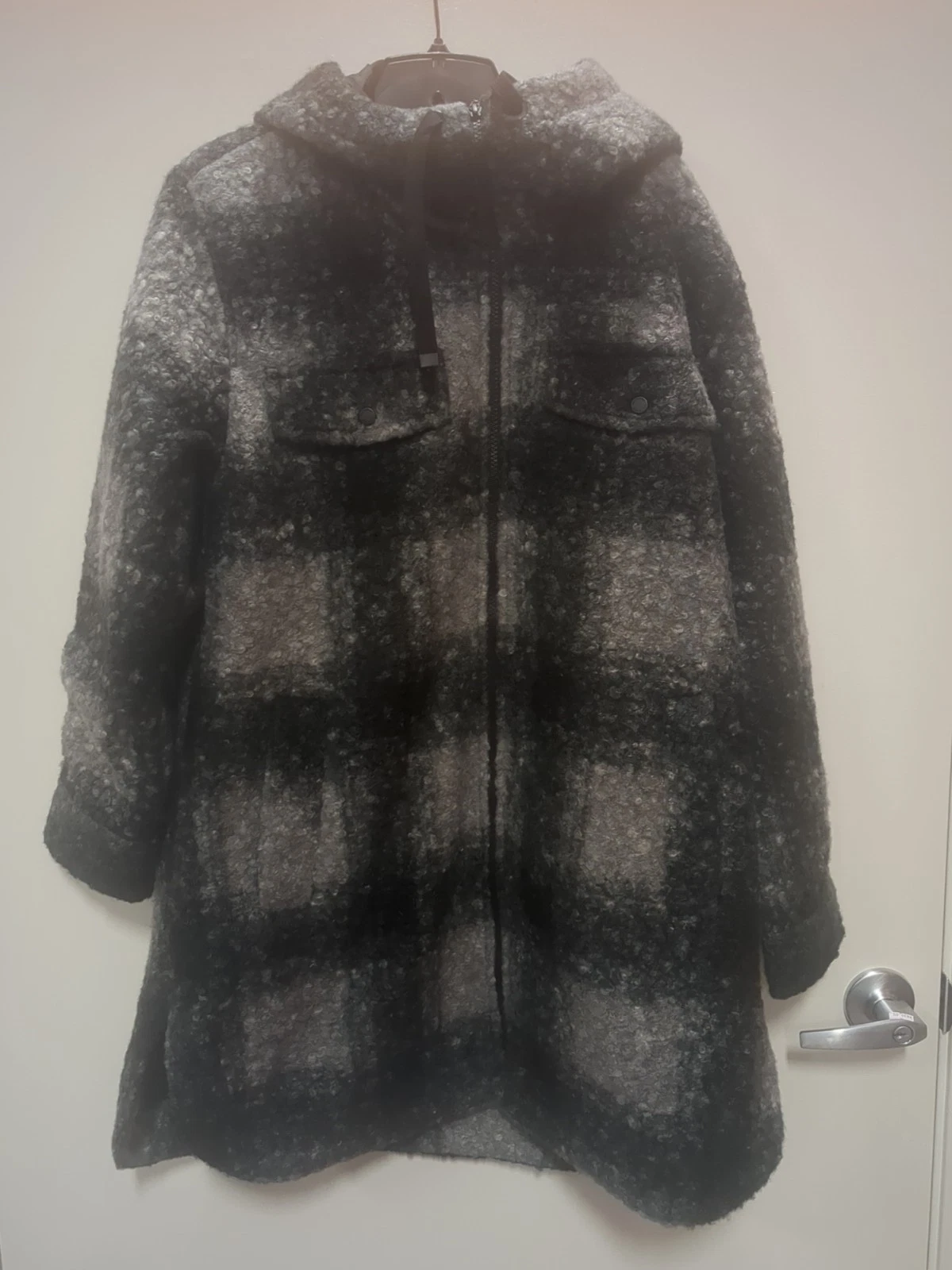 Weatherproof Hoodie Black Plaid Jacket For Women Size L