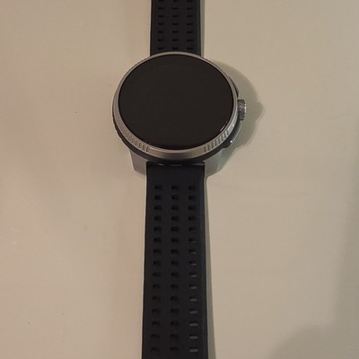 49mm Titanium Metal Case Smart Watch with Black Perforated Silicone Band