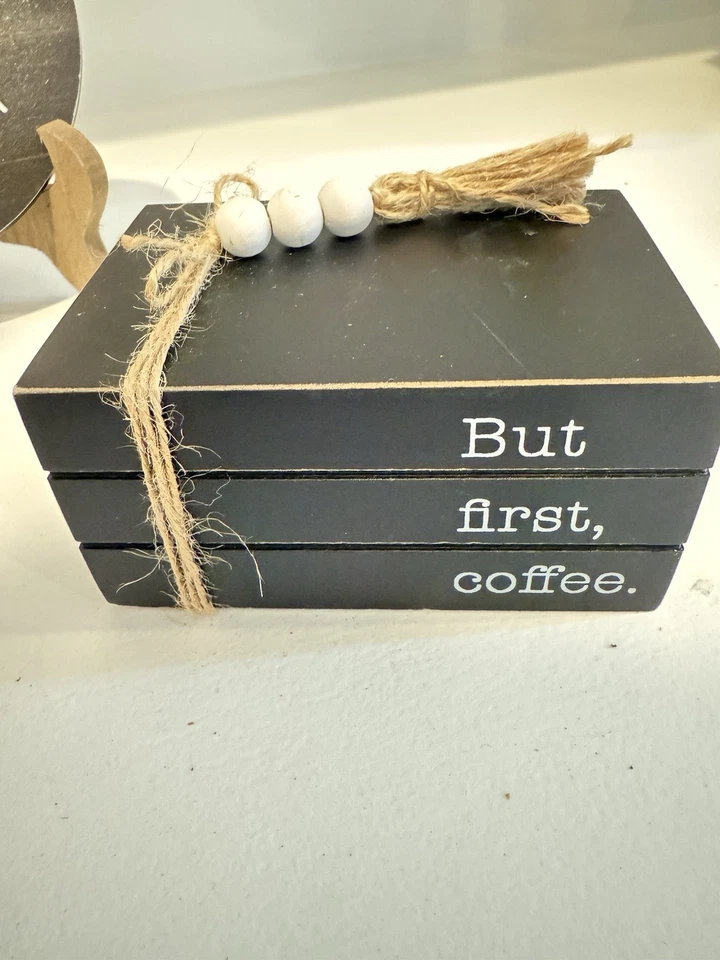 "Gather" Coffee Rustic Wood Block Decor Lot Of 3 - Table Top and Wall Mount - Image 4 of 4