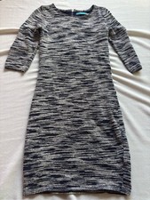 Alice + Olivia Space Dye Knit Mini Dress Navy White 3/4 Sleeve Sweater Dress Siz