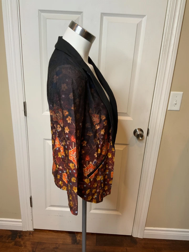Блейзер Cartonnier Anthropologie Telluride темно-бордовый цветочный с открытой передней частью, размер 0 - Изображение 3 из 4