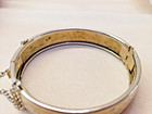Vintage Gold Tone Floral Design Hinged Bangle Bracelet with Safety Chain — photo 6